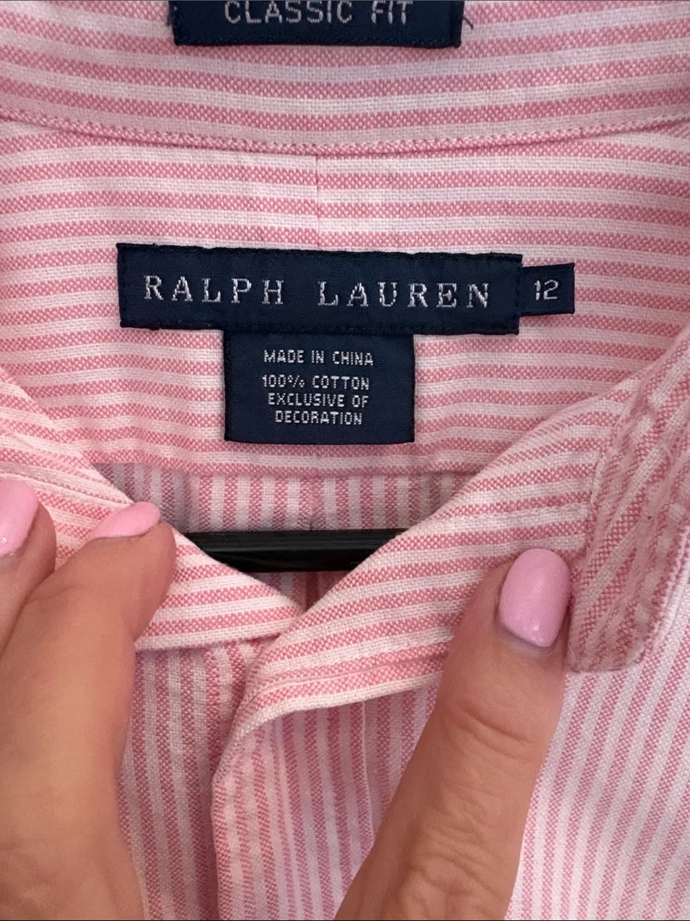 Ralph Lauren Boys Button-Down Shirts Pink, Blue, White Stripe size 12 lot of 3!